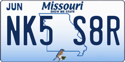 MO license plate NK5S8R