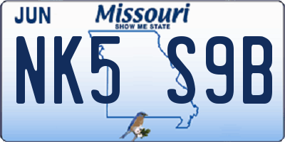 MO license plate NK5S9B