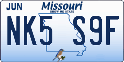 MO license plate NK5S9F