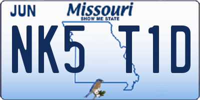 MO license plate NK5T1D