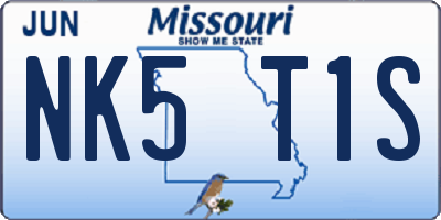 MO license plate NK5T1S
