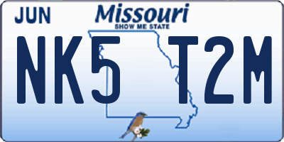MO license plate NK5T2M