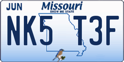 MO license plate NK5T3F