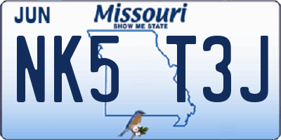MO license plate NK5T3J