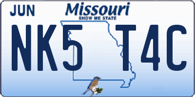 MO license plate NK5T4C