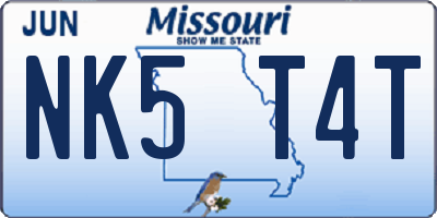 MO license plate NK5T4T