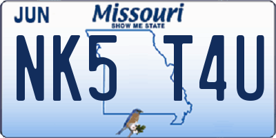 MO license plate NK5T4U