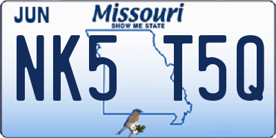 MO license plate NK5T5Q