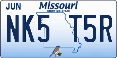 MO license plate NK5T5R