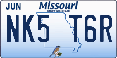 MO license plate NK5T6R