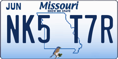 MO license plate NK5T7R
