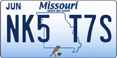 MO license plate NK5T7S