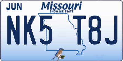 MO license plate NK5T8J