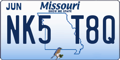 MO license plate NK5T8Q