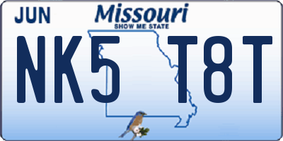 MO license plate NK5T8T
