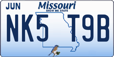 MO license plate NK5T9B