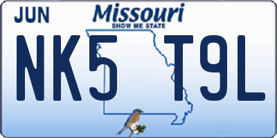 MO license plate NK5T9L