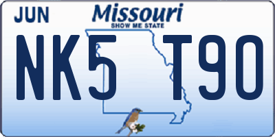 MO license plate NK5T9O