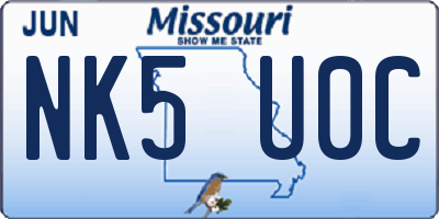 MO license plate NK5U0C