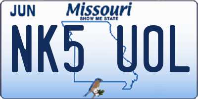MO license plate NK5U0L