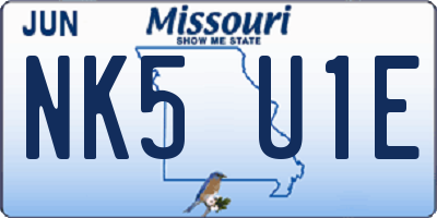 MO license plate NK5U1E