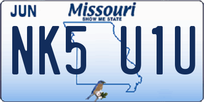 MO license plate NK5U1U