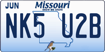 MO license plate NK5U2B