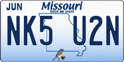 MO license plate NK5U2N
