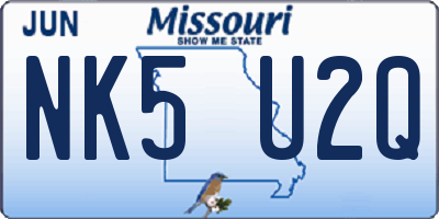 MO license plate NK5U2Q
