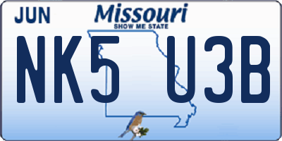 MO license plate NK5U3B