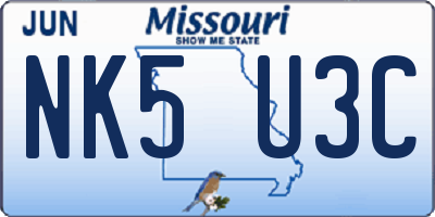 MO license plate NK5U3C