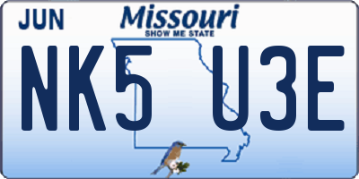 MO license plate NK5U3E