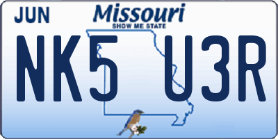 MO license plate NK5U3R
