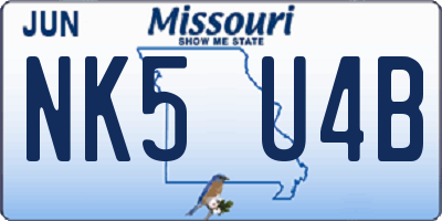 MO license plate NK5U4B