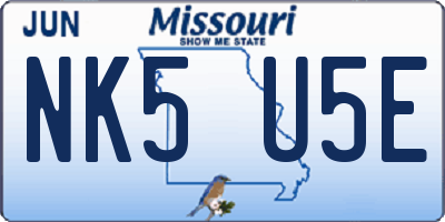 MO license plate NK5U5E