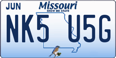 MO license plate NK5U5G