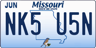 MO license plate NK5U5N