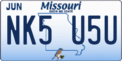 MO license plate NK5U5U