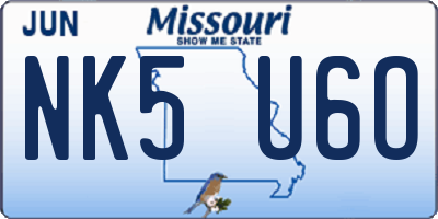 MO license plate NK5U6O