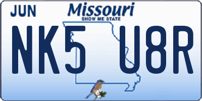 MO license plate NK5U8R