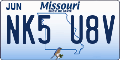 MO license plate NK5U8V