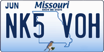 MO license plate NK5V0H