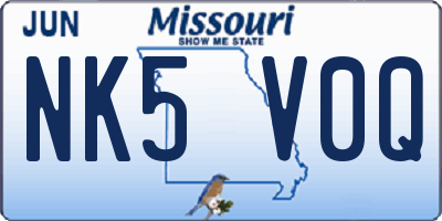 MO license plate NK5V0Q