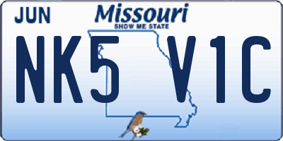 MO license plate NK5V1C