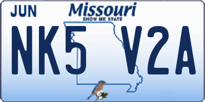 MO license plate NK5V2A