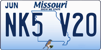 MO license plate NK5V2O