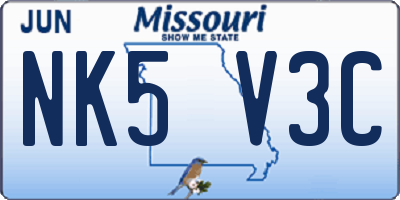 MO license plate NK5V3C