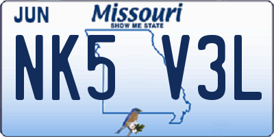 MO license plate NK5V3L