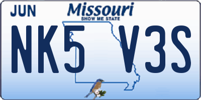 MO license plate NK5V3S