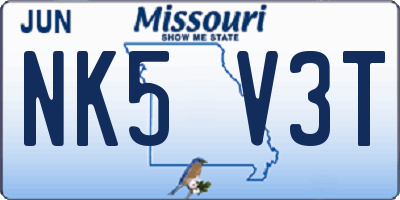 MO license plate NK5V3T